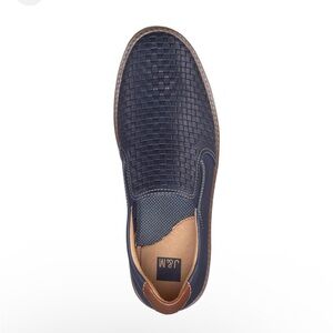 J&M Johnston and Murphy Men's McGuffey Navy Blue Woven Sheepskin Slip-On Shoes